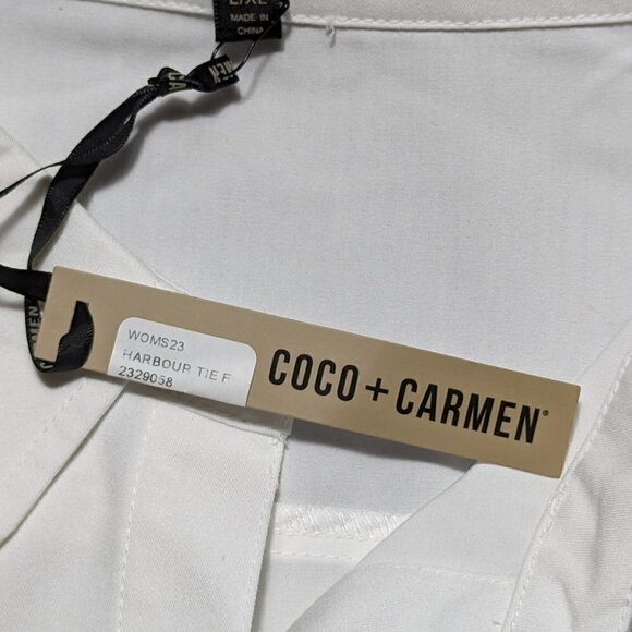 Coco + Carmen Harbour Tie Front Women's Shirt Color White Size L/XL 3/4 sleeve - Picture 7 of 11